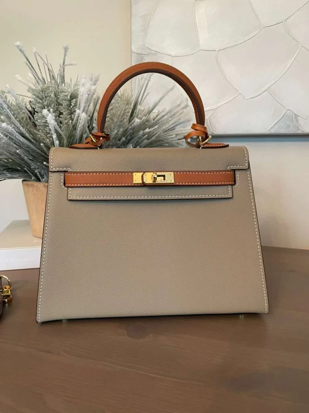 H Kelly bag 25cm Trench Gold bi-color epsom Sellier GHW - Picture 3 of 7